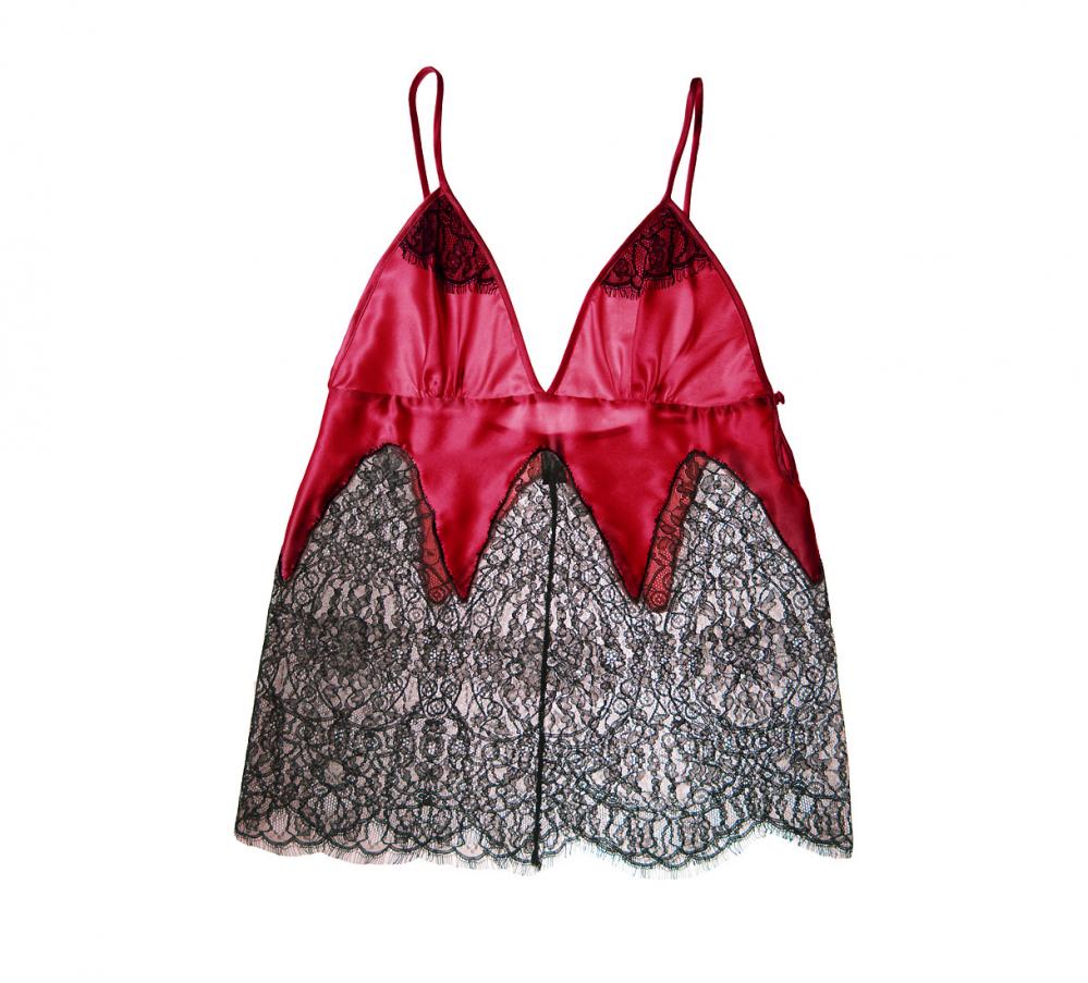 Deco Lace Cami in Red, Couture Silk Lace Nightwear